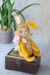 Hare, plush rabbit, handmade interior doll, author's creature doll, OOAK, Christmas rabbit