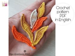 Leaves crochet pattern , crochet pattern , crochet leaf pattern , crochet motif , leaf crochet , crochet wall decor .
