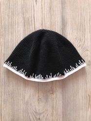 Handmade short crochet kufi hats embroidered