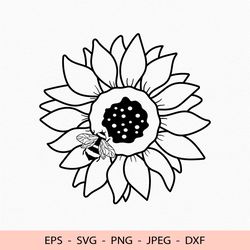 Bumble Bee Sunflower Svg for Cricut dxf for laser cut