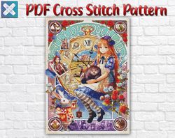 Alice In Wonderland Cross Stitch Pattern / Disney Cross Stitch Pattern / Anime Princess PDF Cross Stitch Chart / Instant