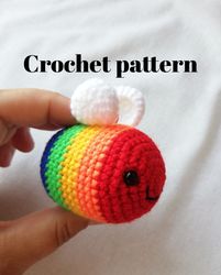 Crochet Rainbow Bee pattern, crochet pride bee, crochet bee pattern