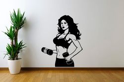 Girl Workout Bodybuilder Gym Fitness Crossfit Coach Sport Muscles Wall Sticker Vinyl Decal Mural Art Decor