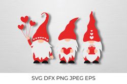 Funny Valentine Gnomes. Valentines Day SVG