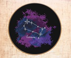 Gemini Cross stitch pattern Constellation Zodiac cross stitch PDF