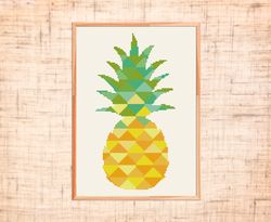 Geometric pineapple cross stitch pattern Modern cross stitch Fruit