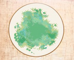 Green watercolor cross stitch pattern Modern cross stitch Customizable Counted cross stitch PDF Embroidery hoop art DIY
