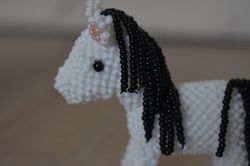 Beaded horse as little cute figurine. Home decor, horse keychain, gift for her