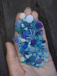 Set of miniature corals shades of blue, tiny corals for diorama, resin art, display or dollhouse aquarium