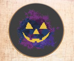 Halloween cross stitch pattern Modern cross stitch Pumpkin embroidery Watercolor x-stitch Halloween decor DIY