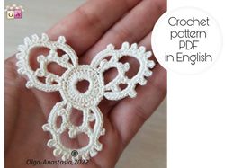 Openwork triangular crochet motif pattern , crochet motif pattern , crochet  pattern , motif pattern , crochet flower .