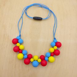 Modern silicone necklace for women, Ukrainian necklace, Woven Necklace, Fidget Necklace, Silicone Fidget Beads
