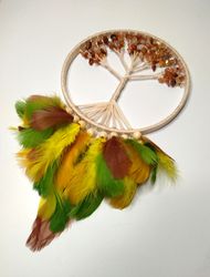 Dream catcher "Tree of life" with natural stones. Handmade wall decor. Personalized dream catcher. Boho style