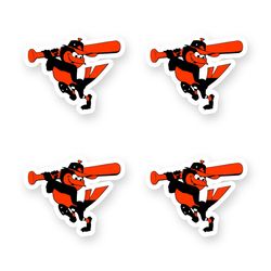Baltimore Orioles Logo Sticker Set Of 4 by 3 inches MLB Team Decals Car Truck Window Wall Outdoor