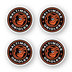 Baltimore Orioles Round Emblem Sticker Set Of 4 by 3 inches Car Window Laptop Case Wall MLB