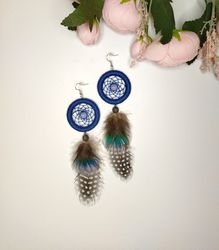 Dreamcatcher earrings with handmade agate. Jewelry boho style. Personalized earrings. Jewelry with agate
