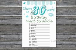 30th Birthday Word Scramble Game,Adult Birthday party game-fun games for her-Instant download