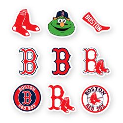 Boston Red Sox Stickers Set of 9 by 2 inches Die Cut Vinyl Decals Car Truck Window Laptop Case MLB Team