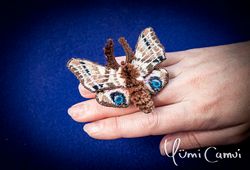 OOAK bug moth brooch by Yumi Camui