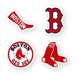 Boston Red Sox Stickers Set of 4 by 3 inches Die Cut Vinyl Decals Car Truck Window Laptop Case MLB Team