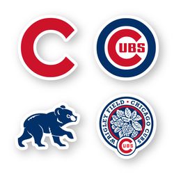 Chicago Cubs MLB Team Logo Decal Set Of 4 by 3 inches Stickers Car Truck Laptop Case Window Wall