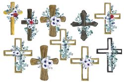 Watercolor-clipart-Cross-Easter-Babtism-png-clipart-Floral-Watercolor-Easter-Cross-Clipart-Spring-wood-crosses