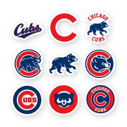 Chicago Cubs Stickers Set of 9 by 2 inches each MLB Team Car Truck Window Laptop Case