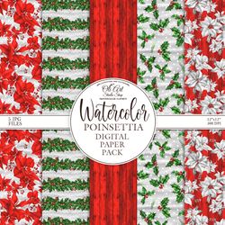 Download Seamless Patterns. Christmas. Xmas. Winter Poinsettia. JPG. Digital Download. OliArtStudioShop