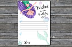 Mermaid Wishes for the birthday girl,Adult Birthday party game-fun games for her-Instant download