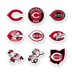 Cincinnati Reds Stickers Set of 9 by 2 inches MLB Team Car Truck Window Vinyl Die Cut Decal Laptop Case