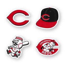 Cincinnati Reds Stickers Set of 4 by 3 inches MLB Team Car Truck Window Vinyl Die Cut Decal Laptop Case