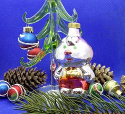 Soviet Vintage Christmas Glass Toy Cipollino. Xmas tree toy USSR