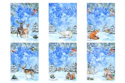 Watercolor-Holiday-decor-Woodland-watercolor-Winter-clipart-hand drawn cute winter-theme-with-Hand-drawn-cute-christmas