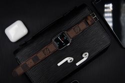 Custom Made Luxury L.V Monogram Leather Apple Watch Band for
