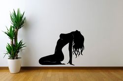The Girl Undresses, Nude Girl Beautiful Body Wall Sticker Vinyl Decal Mural Art Decor
