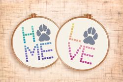 Home cross stitch pattern Pet lover gift Dog cross stitch Love Paw cross stitch PDF