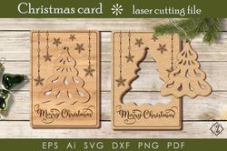 Christmas card with a Christmas tree toy/Laser cut/SVG