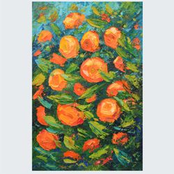 Tangerines Painting Citrus Artwork Original art 8 by 12 inch Orange Tangerine tree art by Juliya JC