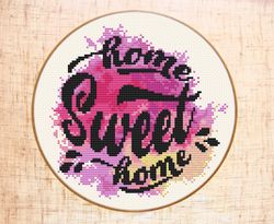 Home sweet home cross stitch pattern Modern cross stitch PDF Watercolor cross stitch Housewarming