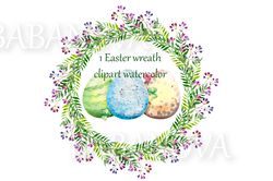 Easter wreath with eggs, leaves and berries