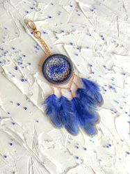 Keychain dream catcher handmade. For keys, for a bag, for a car.  Personalized keychain . Keychain with lapis lazuli