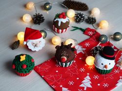 Christmas cupcakes toy set, winter decor, handmade Christmas gift, dirls gift, boys gift