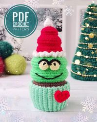 Cupcake Grinch Easy Crochet Pattern. Christmas Ornament. Amigurumi Food. Christmas DIY Ideas. ToysTaty