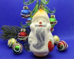 Vintage Christmas Glass Toy Santa Claus. Soviet Glass toy