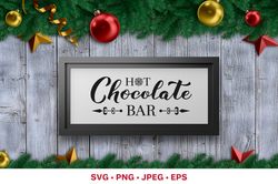Hot chocolate bar. Christmas sign SVG. Retro holidays sign