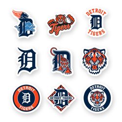Detroid Tigers MLB Team Stickers Set of 9 by 2 inches Car Truck Window Laptop Case Wall Outdoor Bumper