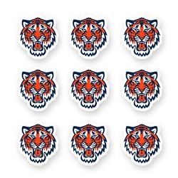 Detroid Tigers Mascot Stickers Set of 9 by 2 inches Die Cut Vinyl MLB Car Truck Window Laptop Case Wall Outdoor Bumper