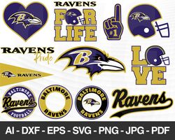 Baltimore Ravens SVG, Baltimore Ravens files, ravens logo, football, silhouette cameo, cricut, cut file, digital clipart