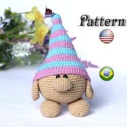 Gnome pattern, Crochet gnome toy, Handmade gnome, Amigurumi gnome