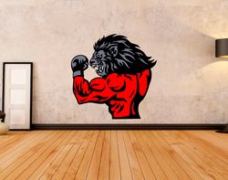 Lion And Martial Arts, Kickboxing, Boxing, Mixed Martial Arts, Wall Sticker Vinyl Decal Mural Art Decor Full Color